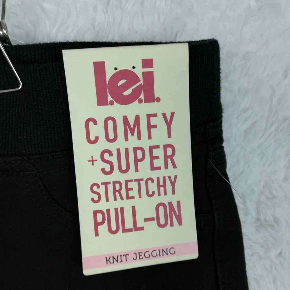 Lei Womens Pants Jeggings Comfy Super Stretch Pull On Black Knit Junior M New